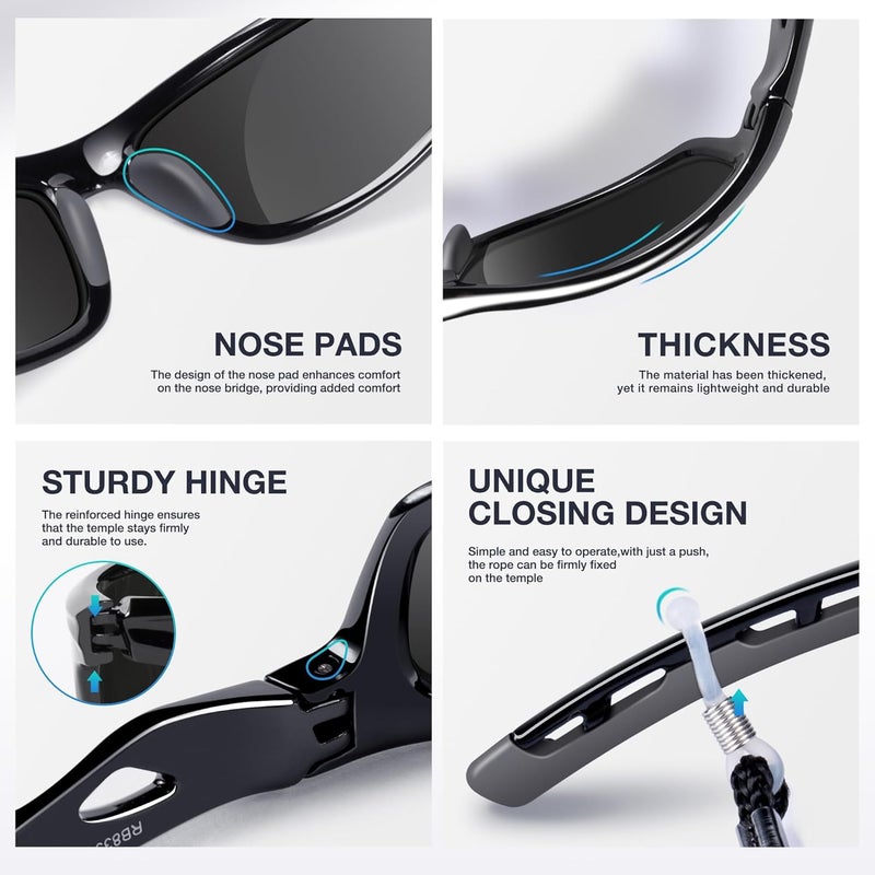 RIVBOS Sunglasses for Men Women Polarized UV Protection Sports Fishing Driving Shades Cycling RB833 - Image 4